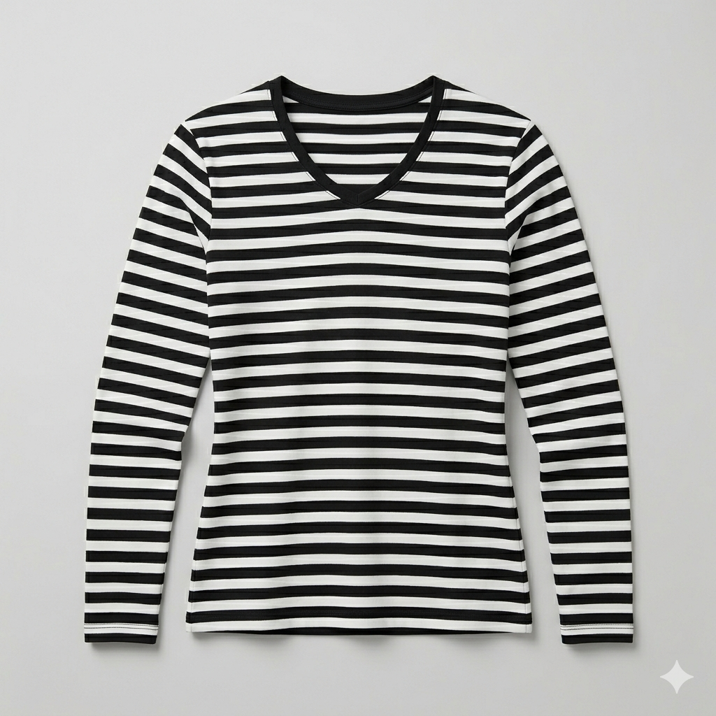 Ringelshirt Schwarz Langarm