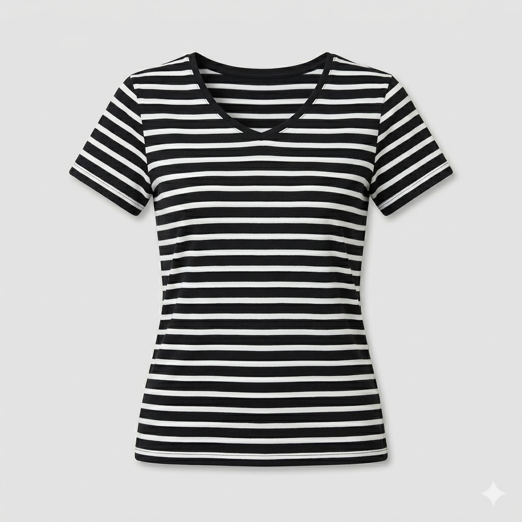 Ringelshirt Schwarz Kurzarm