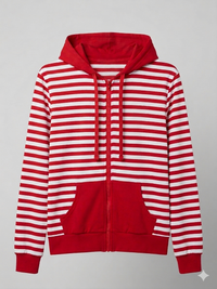 Ringel Hoodie Rot Zipper