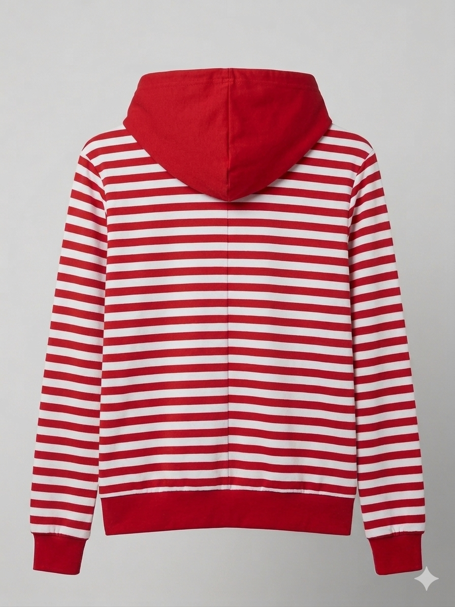 Ringel Hoodie Rot Zipper